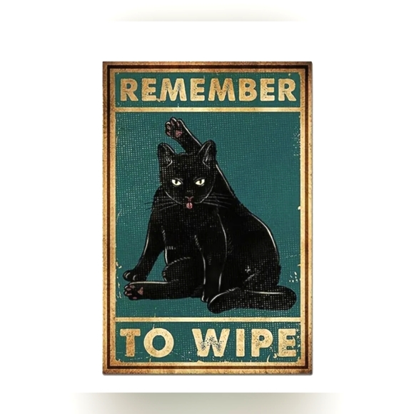 Black Cat Funny Vintage Style Bathroom Canvasish Prints. No Frame - Picture 7 of 9